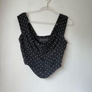 Vanessa Mooney Heather Black & White Polka Dot Bustier Crop Top M